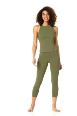 Anne Cole Active - Women's High Neck Racer Back Tank Top -Swimwear Store 21MT236 21MB377 GREENGOOSE 3350